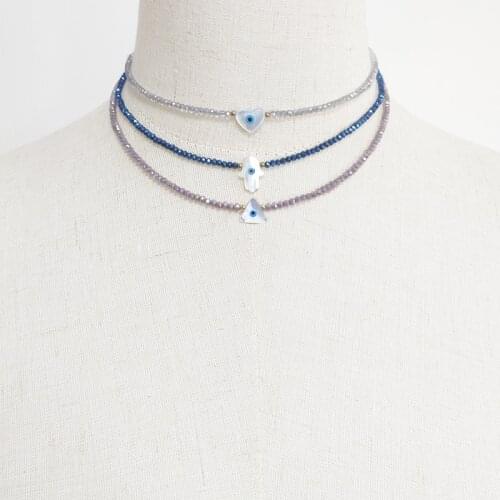 Handmade Simple Design Crystal Bead Necklace Charm Shell Eye Pendant Jewelry Gifts for Friends Daily Clothing Accessories 2021