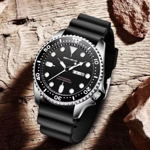 Luxury Brand Sport Watch Mens Military Quartz Watch Unique Dial Design Silicone Strap Watch Fashion Male Bracelet Waterproof Uhr