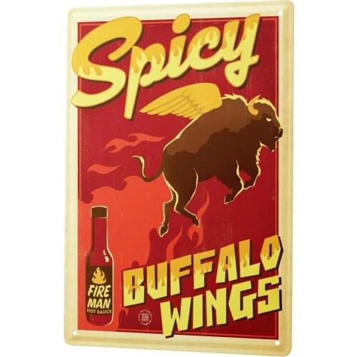 SINCE 2004 Fun Tin Sign Metal Plate Decorative Sign Home Decor Plaques Wall Decoration Hot Buffalo Wing Sauce Metal Plate 8X12