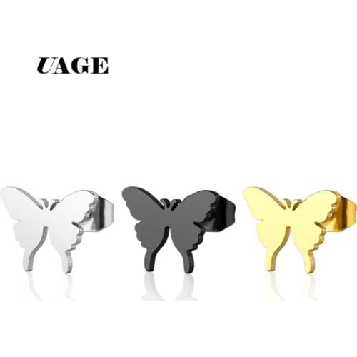 UAGE Stainless Steel Butterfly Stud Earrings for Women Cute Animal Earrings Girls Kids Fashion Jewelry Gift boucle d'oreille