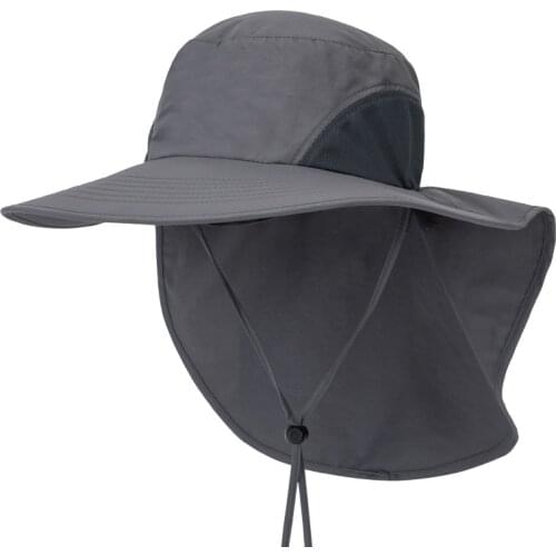 Men Large Wide Brim Fishing Hat With Windproof Rope Quick Dry Summer Outdoor Sun Hat With Neck Flap Hiking UV Protection Cap