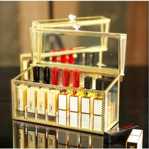 Glass Lipstick Storage Box Dustproof Cover Multi-color Placement Cosmetics Desktop Dressing Table Lip Glaze Display box
