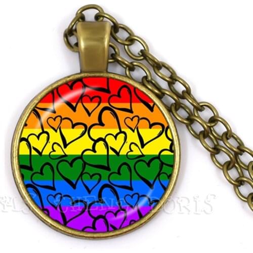 LGBT 25mm Glass Dome Necklace For Women Men Gay Lesbian Pride With Rainbow Love Wins Gift Same Sex Marriage Love Gift