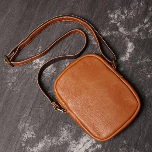 Genuine Leather Handbags Light Mini Vintage Cow Leather Men Bag Fashion Crossbody Casual Shoulder Bags For Male Phone bag