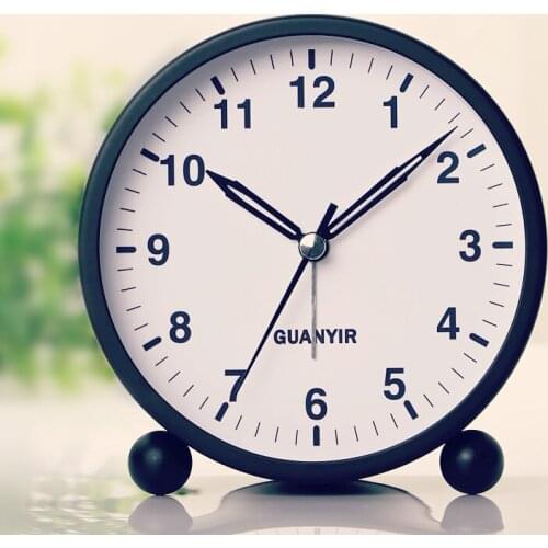 Luminous Minimalist Art Metal Round Alarm Clock Fashion Cute Creative Snooze Silent Alarm Clock Bedroom Table Decoration MM60NZ