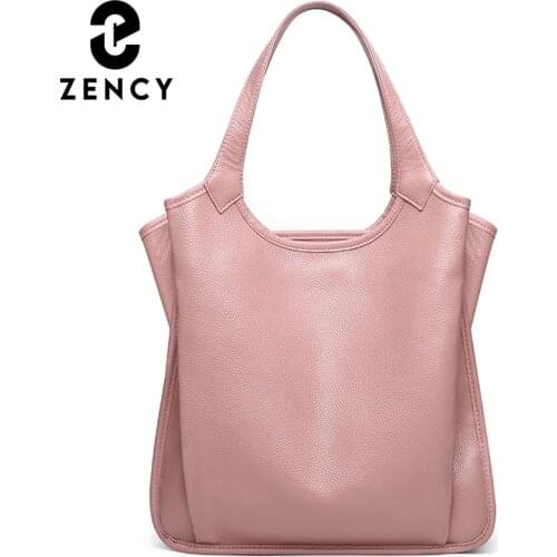 Zency Soft Genuine Leather Handbag Large Capacity High Qaulity Womens Shoulder Bag Personality Design Elegant Fashion Tote Bags