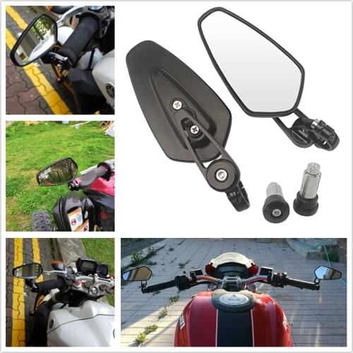 1 Pair 7/8" 22mm Universal Motorcycle CNC Aluminum Rear View Mirror Handle Bar End Side Rearview Mirrors