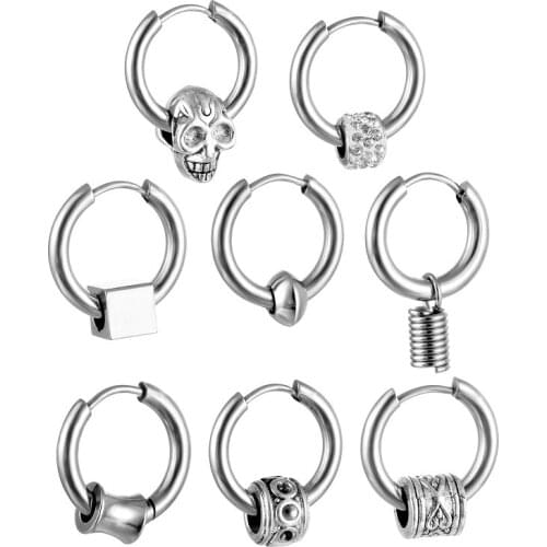 New Punk Stainless Steel Small Hoop Earrings For Women Ear Bone Buckle Round Circle Earrings Hoops Ear Rings Earings Jewelry