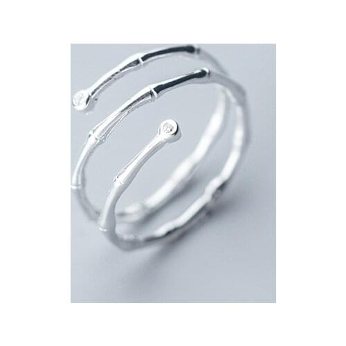 MloveAcc Real 925 Sterling Silver Bamboo Knot Opening Ring for Women Party Cute Fine Jewelry Minimalist Accessories