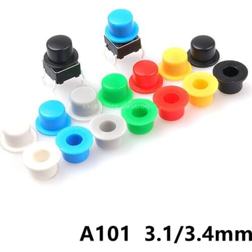 100PCS 6*6 Tact Switch A101 Button Switch Round Caps Push Key Cap Size 4.5mm*7.4mm inner diameter 3.1 / 3.4mm