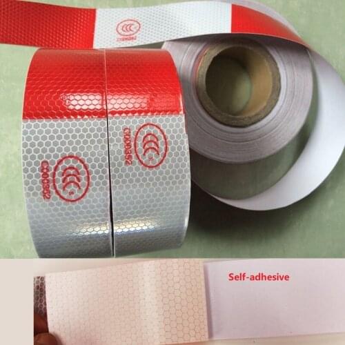 5cm*45M High Visibility Reflective Tape Red White Warning Self-adhesive PVC Tape For Van Car Posted Road Traffic