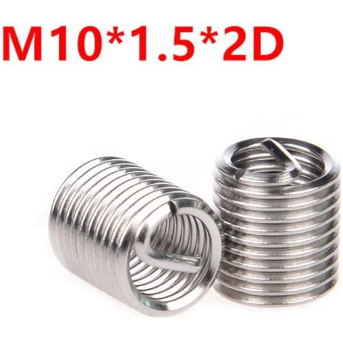 50pcs M10*1.5*2D Wire Thread Insert, m10x2D Wire screw sleeve, M10 Screw Bushing Helicoil Wire Thread Repair Inserts SUS304