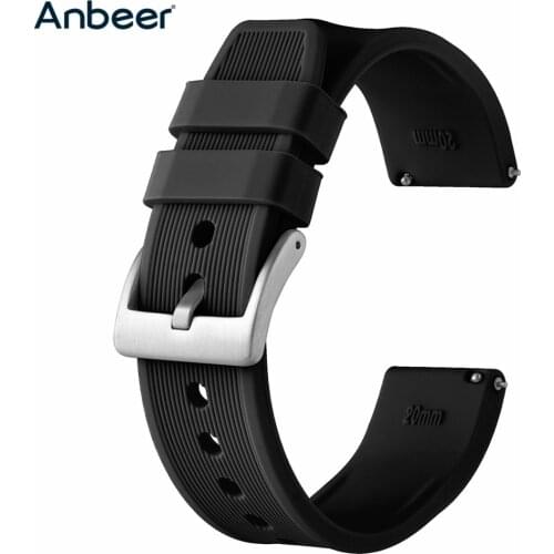 Anbeer Silicone Watchband 18mm 20mm 22mm 24mm Soft Rubber Replacement Band Blue Black Men Quick Release Sport Bracelet