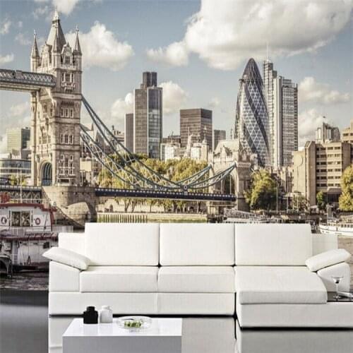 England European architectural landscape 3D mural television background personalized custom tailoring hotel art wallpaper