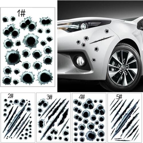 Car Side Stickers 3D Bullet Hole Funny Decals Auto Motorcycle Decoration Sticker Car Styling