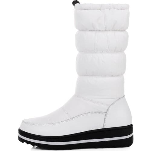 White Boots Women Big Size 44 Snow Booties Waterproof Thick Fur Winter Shoes Slip-resistant Woman Chunky Boots