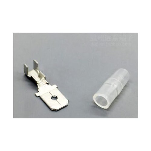 Free shipping 100PCS 6.3 plug spring terminals + jacket male plug male plug connector copper wiring plug spring 100