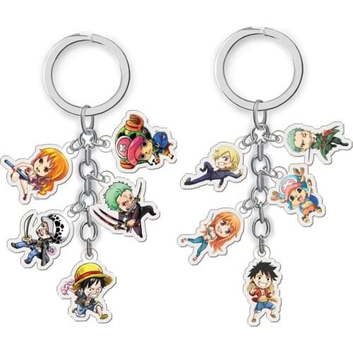 One Piece Luffy Zoro Law Sanji Nami Robin PVC Pendant Figure Key Chain Keyring