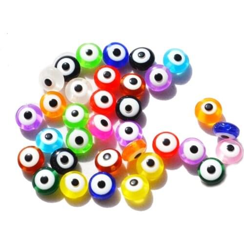 Evil Resin Eye Beads DIY Fashion jewelry Accessory 8*5MM Flat Round Beads mix color Bracelet Making Findings Spacer