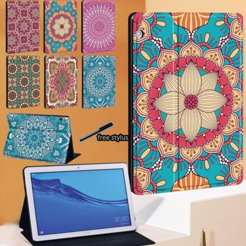 Tablet Case for Huawei MediaPad T3 8.0/T3 10 9.6 Inch/T5 10 10.1 Inch/ M5 Lite 10.1 Inch/M5 10.8 Inch Leather Stand Cover+Stylus