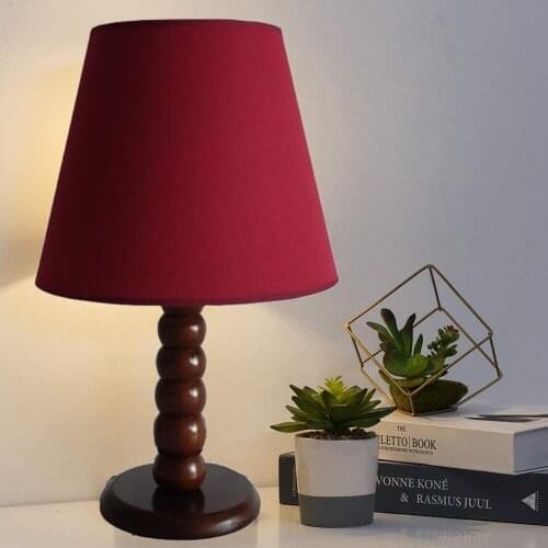 Decorative design wooden lampshade table lamp burgundy Tapered header coffee body