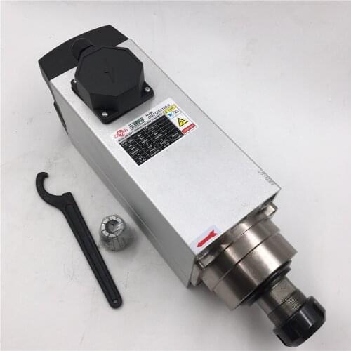 6KW ER32 Air cooled Electric Spindle Motor 380V 12.6A 18000rpm 120*103mm 4 Bearings CNC Woodworking Square Spindle Motor