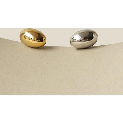 European And American Compact Electroplated Glossy Beans Oval Minimalist Cold Style Fashion Ladies Brass Earrings