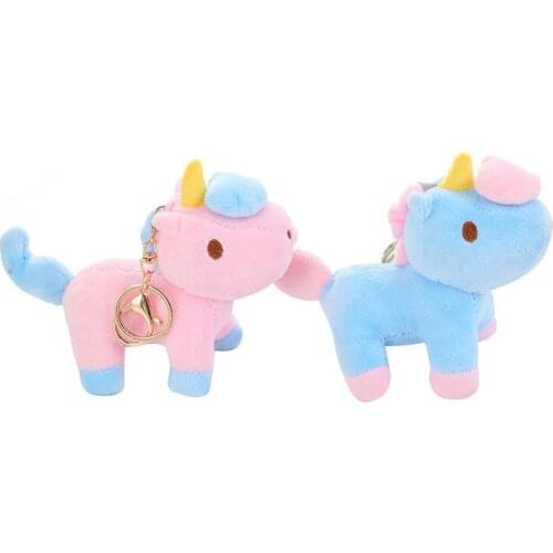 New 12cm Cute Creative Fat Unicorn Animal Plush Toy Keychain Creative Color Unicorn Plush Toy For Girl M087