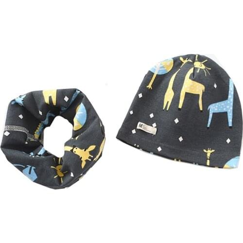 New Cartoon Children Hat Scarf Set Baby Girls Head Cover Autumn Warm Child Neck Collar Kids Beanies Sets Cotton Baby Hat Scarf