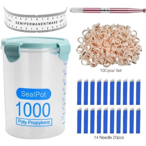 Microblading Kits Permanent Makeup Measure Ruler Practical Eyebrow Tattoo Kits Pen 14 Needle Paste Skin For Beginners Body art