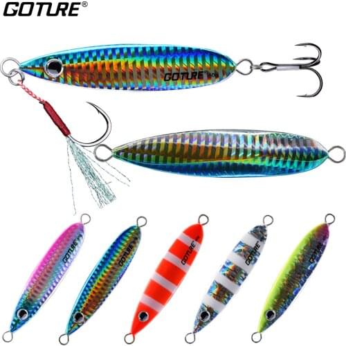 Goture Metal Jig Spoon Fishing Lure 40g 60g Wobblers Vertical Artificial Bait Hard Lead Fish Sea Bass Jigging Fishing Lure