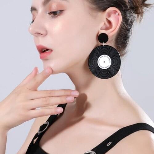 New Vintage Punk Record Acrylic Drop Earrings Cool Big Circle Geometric Dangle Earrings Personality Party Jewelry for Women