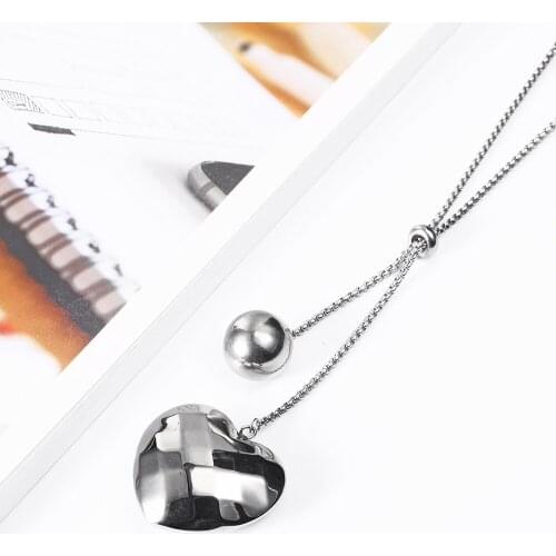 OUFEI Stainless Steel Jewelry Woman Vogue 2019 Steel ball Heart Necklace Jewelry Accessories Bohemian Long Necklace wholesale