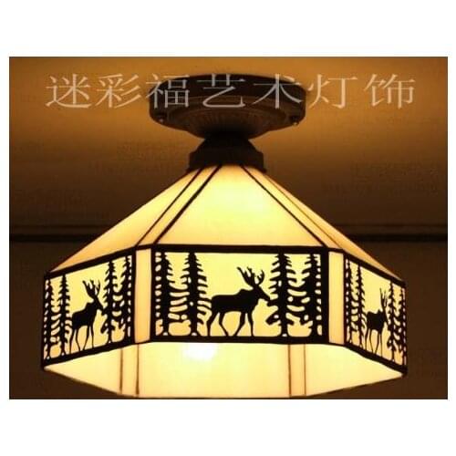 Tiffany nordic Forest elk Ceiling Light Stained Glass Lampshade Kitchen Lighting E27 110-240V