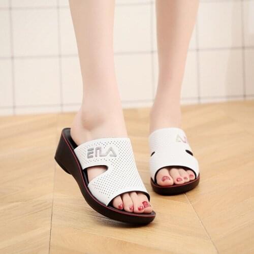Summer casual slope with womens sandals and slippers thick-soled mid-heel mother sandals hollow breathable womens slippers