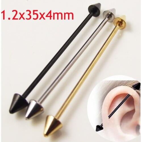 SaYao 2piece 16G Surgical Stainless Steel 1.2*35*4mm Spike Arrow Industrial Barbell Piercing Helix Ear Body Jewelry