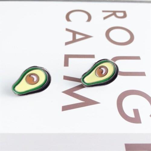 Avocado Enamel Alloy Stud Earrings Cute Fashion Fruit Drops Oil Girl Student Earrings Female Trendy Simple Jewelry Accessories