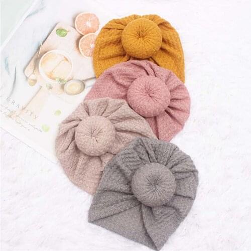 New Baby Hats Newborn Beanie Winter Cotton Bonnet Solid Color Elastic Warm Kids Cap Children Head Scarf Headwear Girl Headwrap