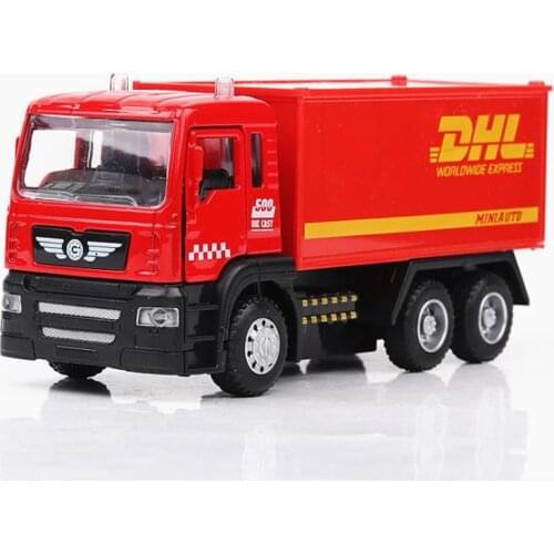 Alloy Urban Transport Vehicle Toys for Boys Kids Diecast Pull Back DHL Postal Express Truck Car Model Toy Gifts for Children