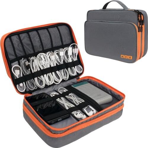 Travel Cable Organizer Bag, 3 Layer Large Capacity Electronics Accessories Bag for Cables, SD Card,Chargers, Power Bank, Tablet