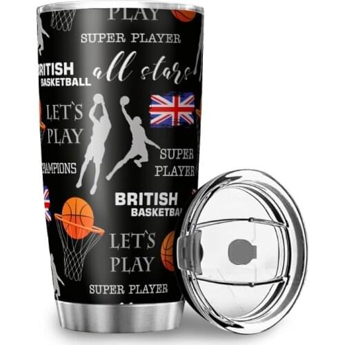 600ML Stainless Steel Thermal Cup Basketball Sport Color Printing Water Bottle Steel Leak-proof Car Water Cup Travel Coffee Mug