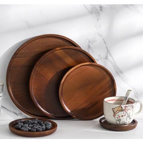 Japanese-style wooden tray snack tray round tea cup storage tray home put tea cups tea compote snacks