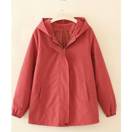 Windbreaker Korean Outerwear Tops Plus Size Trench Coats Women 2021 New Spring Autumn Casual Loose Hooded Long Sleeve Female