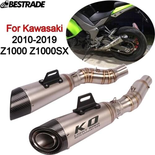 Motorcycle Exhaust System For Kawasaki Z1000 2010-2020 Middle Connect Pipe Slip On 51mm Muffler Tube Left & Right Side Escape