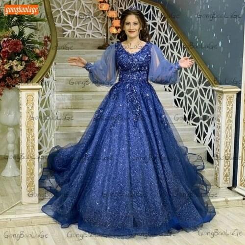 Royal Blue Evening Dresses For Women 2020 Vestidos De Noite Crystal Beaded Formal Party Dress Long Customized Vestido De Festa