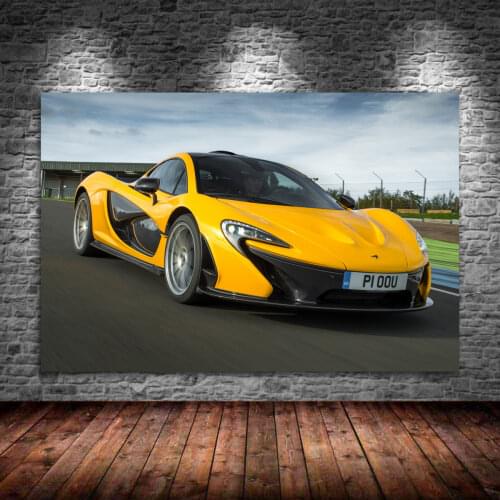 Mclaren P1 Yellow Car Sportscar Vehicle Posters and Prints Canvas Painting Silk Wall Art Home Decor Living Room Decorations
