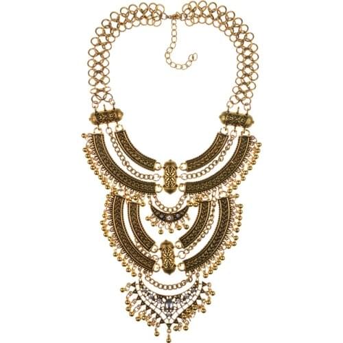 Vintage Statement Gypsy Necklace Women Bohemia Ethnic Big Choker Necklace Femme Indian Maxi Power Large Collar Necklace Jewelry