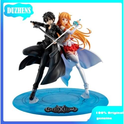 100% Original: Sword Art Online Kirito&AsunaYuuki 22cm PVC Action Figure Anime Figure Model Toys Figure Collection Doll Gift