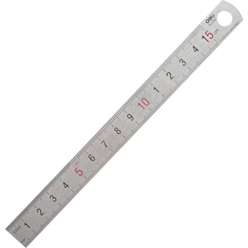 15cm Deli Stainless Steel Metal Straight Ruler MM Scale Measuring Tools Artist Drawing Stationery Store Office School Supply