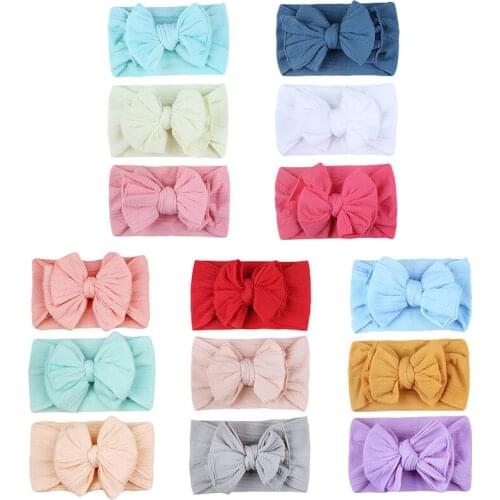 3Pcs/Set Soft Elastic Baby Girls Headband Big Bow Infant Toddler Kids Headgear Solid Corlor Girls Turban Baby Hair Accessories